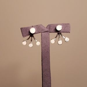 White iridescent jacket earrings